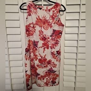 Mario Serrani Red and Pink Floral Midi Dress